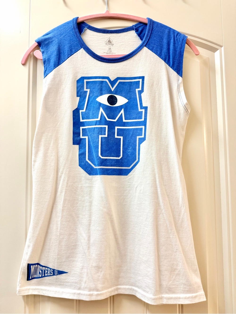 Disney monsters University White & Blue Sleeveless Tank Top size medium